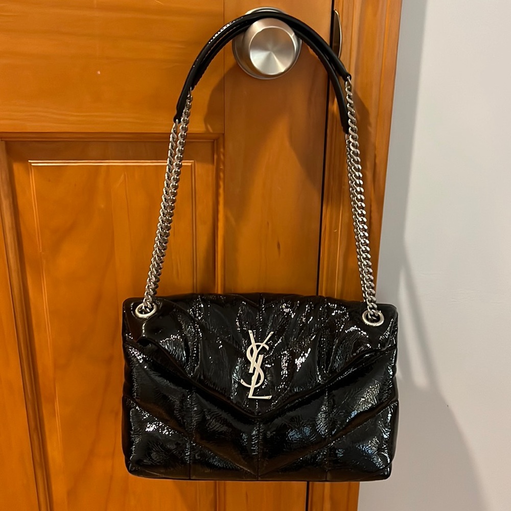 Saint Laurent Loulou Patent Leather Puffer Bag